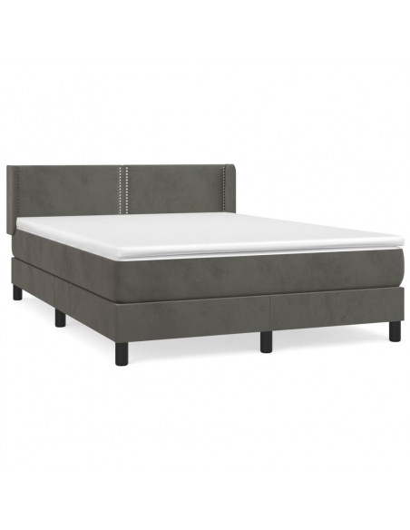 Giroletto a Molle con Materasso Grigio Scuro 140x190 cm Velluto