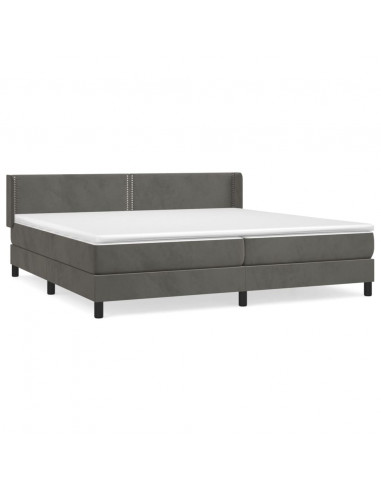 Giroletto a Molle con Materasso Grigio Scuro 200x200 cm Velluto