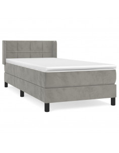 Giroletto a Molle con Materasso Grigio Chiaro 100x200cm Velluto 2