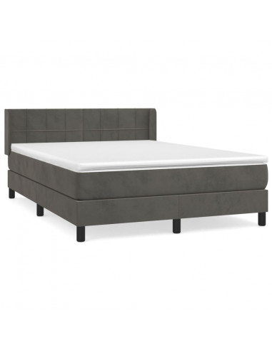 Giroletto a Molle con Materasso Grigio Scuro 140x190 cm Velluto