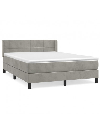 Giroletto a Molle con Materasso Grigio Chiaro 140x200cm Velluto