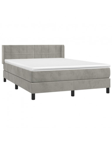 Giroletto a Molle con Materasso Grigio Chiaro 140x200cm Velluto