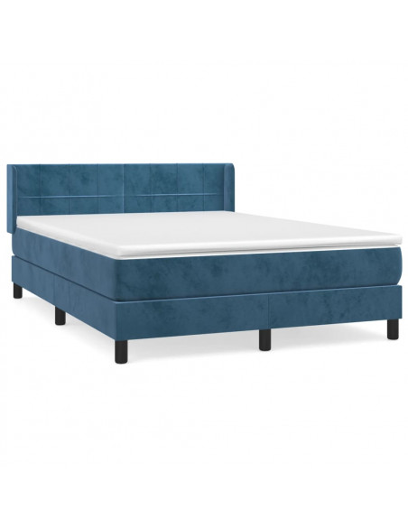 Giroletto a Molle con Materasso Blu Scuro 140x200 cm in Velluto