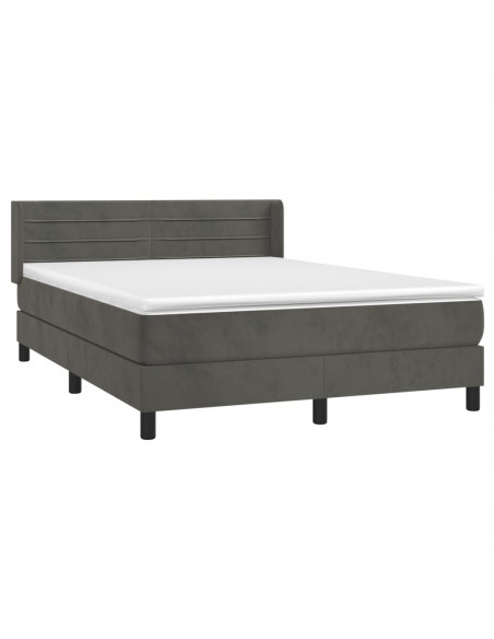 Giroletto a Molle con Materasso Grigio Scuro 140x200 cm Velluto