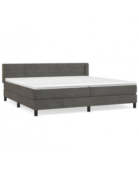 Giroletto a Molle con Materasso Grigio Scuro 200x200 cm Velluto