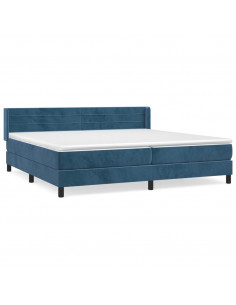 Giroletto a Molle con Materasso Blu Scuro 200x200 cm in Velluto 2