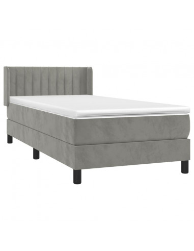 Giroletto a Molle con Materasso Grigio Chiaro 100x200cm Velluto