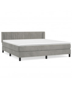 Giroletto a Molle con Materasso Grigio Chiaro 160x200cm Velluto 2