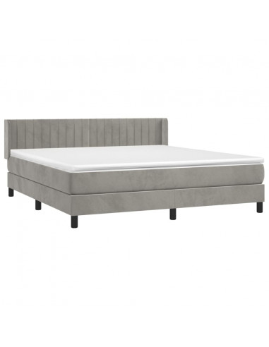 Giroletto a Molle con Materasso Grigio Chiaro 160x200cm Velluto