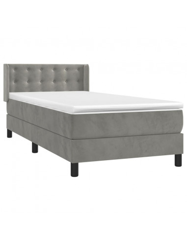 Giroletto a Molle con Materasso Grigio Chiaro 100x200cm Velluto