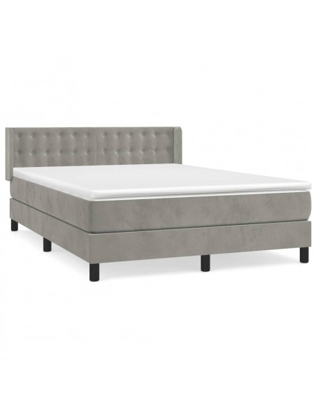 Giroletto a Molle con Materasso Grigio Chiaro 140x200cm Velluto