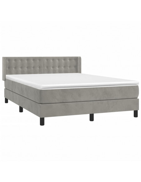 Giroletto a Molle con Materasso Grigio Chiaro 140x200cm Velluto