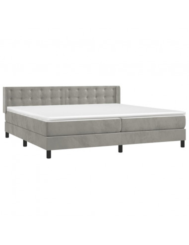 Giroletto a Molle con Materasso Grigio Chiaro 200x200cm Velluto