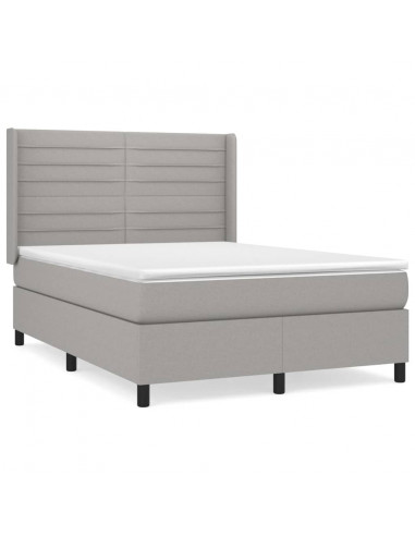 Giroletto a Molle con Materasso Grigio Chiaro 140x200cm Tessuto