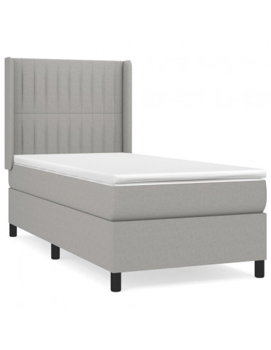 Giroletto a Molle con Materasso Grigio Chiaro 90x190 cm Tessuto