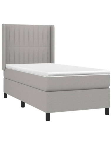 Giroletto a Molle con Materasso Grigio Chiaro100x200 cm Tessuto