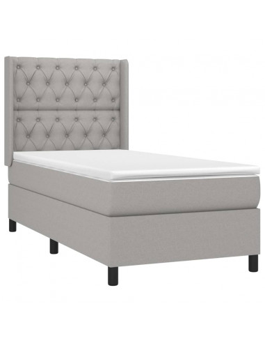 Giroletto a Molle con Materasso Grigio Chiaro 80x200 cm Tessuto