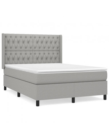 Giroletto a Molle con Materasso Grigio Chiaro 140x190cm Tessuto