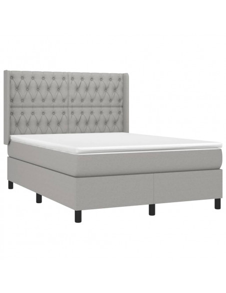 Giroletto a Molle con Materasso Grigio Chiaro 140x190cm Tessuto