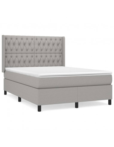 Giroletto a Molle con Materasso Grigio Chiaro 140x200cm Tessuto