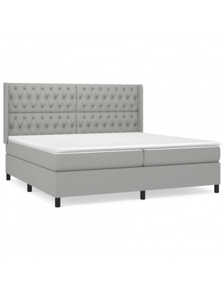 Giroletto a Molle con Materasso Grigio Chiaro 200x200cm Tessuto
