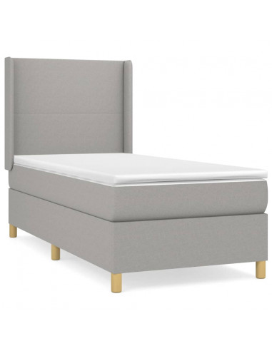 Giroletto a Molle con Materasso Grigio Chiaro100x200 cm Tessuto