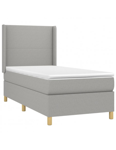 Giroletto a Molle con Materasso Grigio Chiaro100x200 cm Tessuto