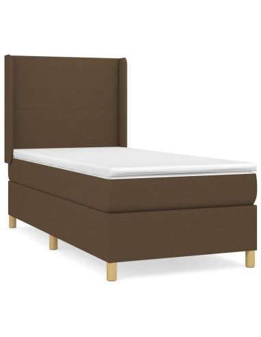 Giroletto a Molle con Materasso Marrone Scuro 100x200cm Tessuto
