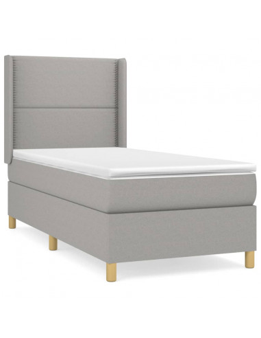 Giroletto a Molle con Materasso Grigio Chiaro100x200 cm Tessuto