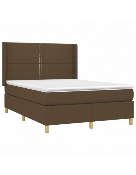 Giroletto a Molle con Materasso Marrone Scuro 140x190cm Tessuto