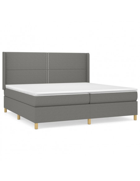 Giroletto a Molle con Materasso Grigio Scuro 200x200 cm Tessuto
