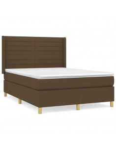 Giroletto a Molle con Materasso Marrone Scuro 140x190cm Tessuto 2