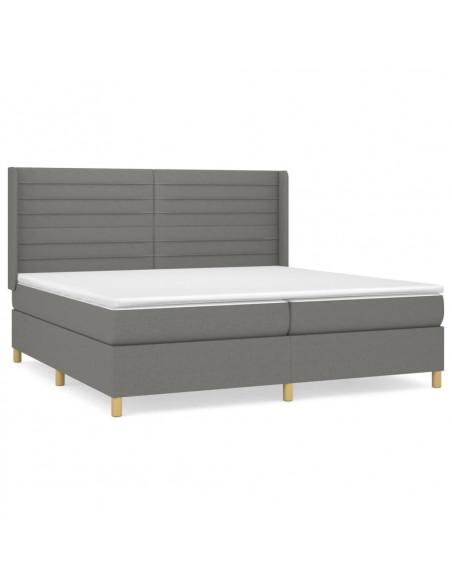 Giroletto a Molle con Materasso Grigio Scuro 200x200 cm Tessuto