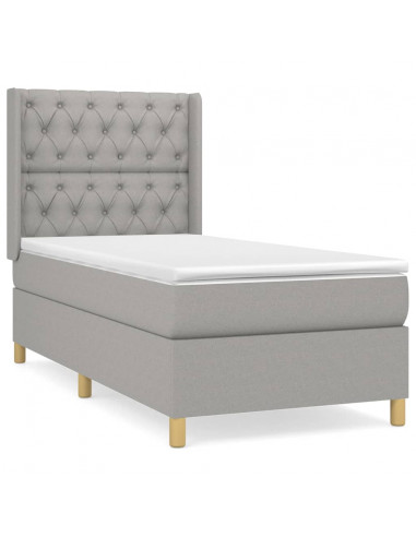 Giroletto a Molle con Materasso Grigio Chiaro 80x200 cm Tessuto