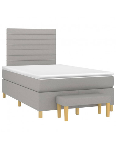 Giroletto a Molle con Materasso Grigio Chiaro 120x200cm Tessuto