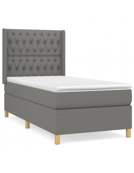 Giroletto a Molle con Materasso Grigio Scuro 90x200 cm Tessuto