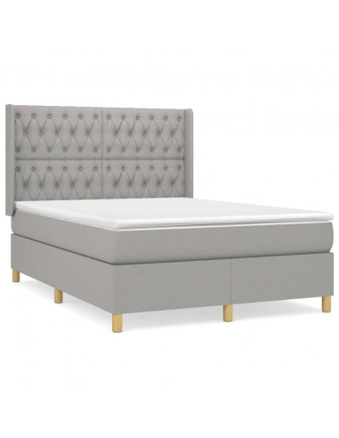 Giroletto a Molle con Materasso Grigio Chiaro 140x190cm Tessuto