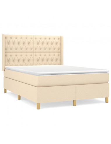 Giroletto a Molle con Materasso Crema 140x19 cm in Tessuto