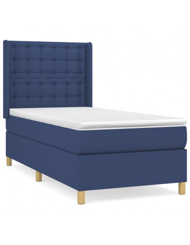 Giroletto a Molle con Materasso Blu 90x190 cm in Tessuto