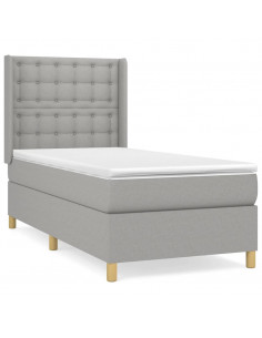 Giroletto a Molle con Materasso Grigio Chiaro100x200 cm Tessuto 2