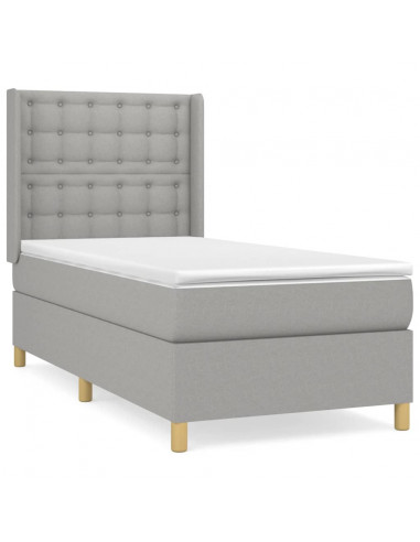 Giroletto a Molle con Materasso Grigio Chiaro100x200 cm Tessuto