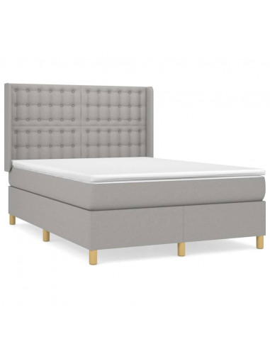 Giroletto a Molle con Materasso Grigio Chiaro 140x190cm Tessuto