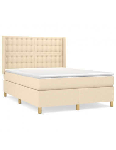 Giroletto a Molle con Materasso Crema 140x19 cm in Tessuto