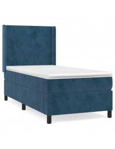 Giroletto a Molle con Materasso Blu Scuro 90x200 cm in Velluto 2