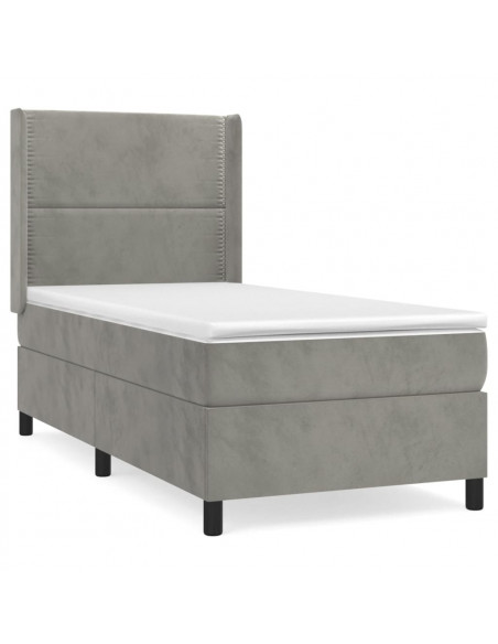 Giroletto a Molle con Materasso Grigio Chiaro 100x200cm Velluto