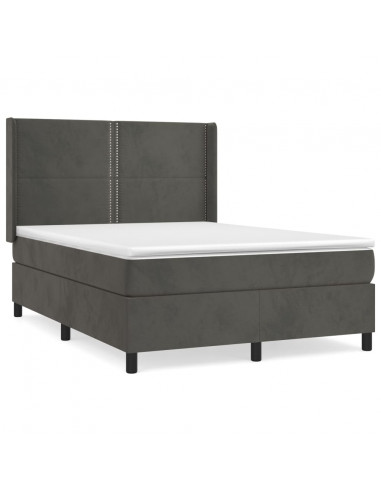 Giroletto a Molle con Materasso Grigio Scuro 140x200 cm Velluto