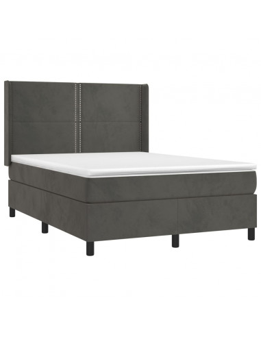 Giroletto a Molle con Materasso Grigio Scuro 140x200 cm Velluto