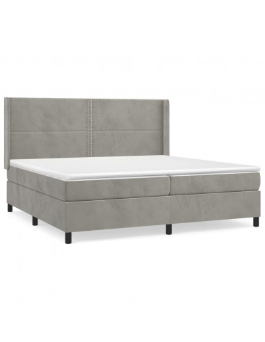 Giroletto a Molle con Materasso Grigio Chiaro 200x200cm Velluto