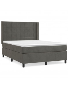 Giroletto a Molle con Materasso Grigio Scuro 140x200 cm Velluto 2