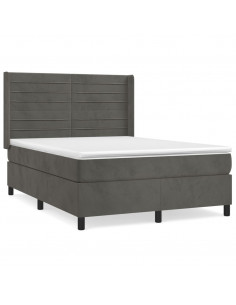 Giroletto a Molle con Materasso Grigio Scuro 140x200 cm Velluto 2